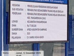 REHAB SILUMAN DI SD NEGERI APA’AN 2 TAK ADA PENANGGUNG JAWAB. DARI CV. Samsu Indah Abadi