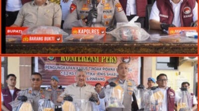 Gagalkan Peredaran Sabu Seberat 3,2 Kg Polres Pinrang Gelar Konferensi Pers