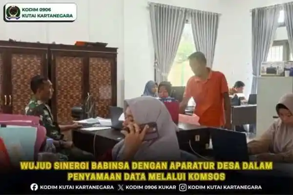 Wujud Sinergi Babinsa dengan Aparatur Desa dalam Penyamaan Data Melalui Komsos