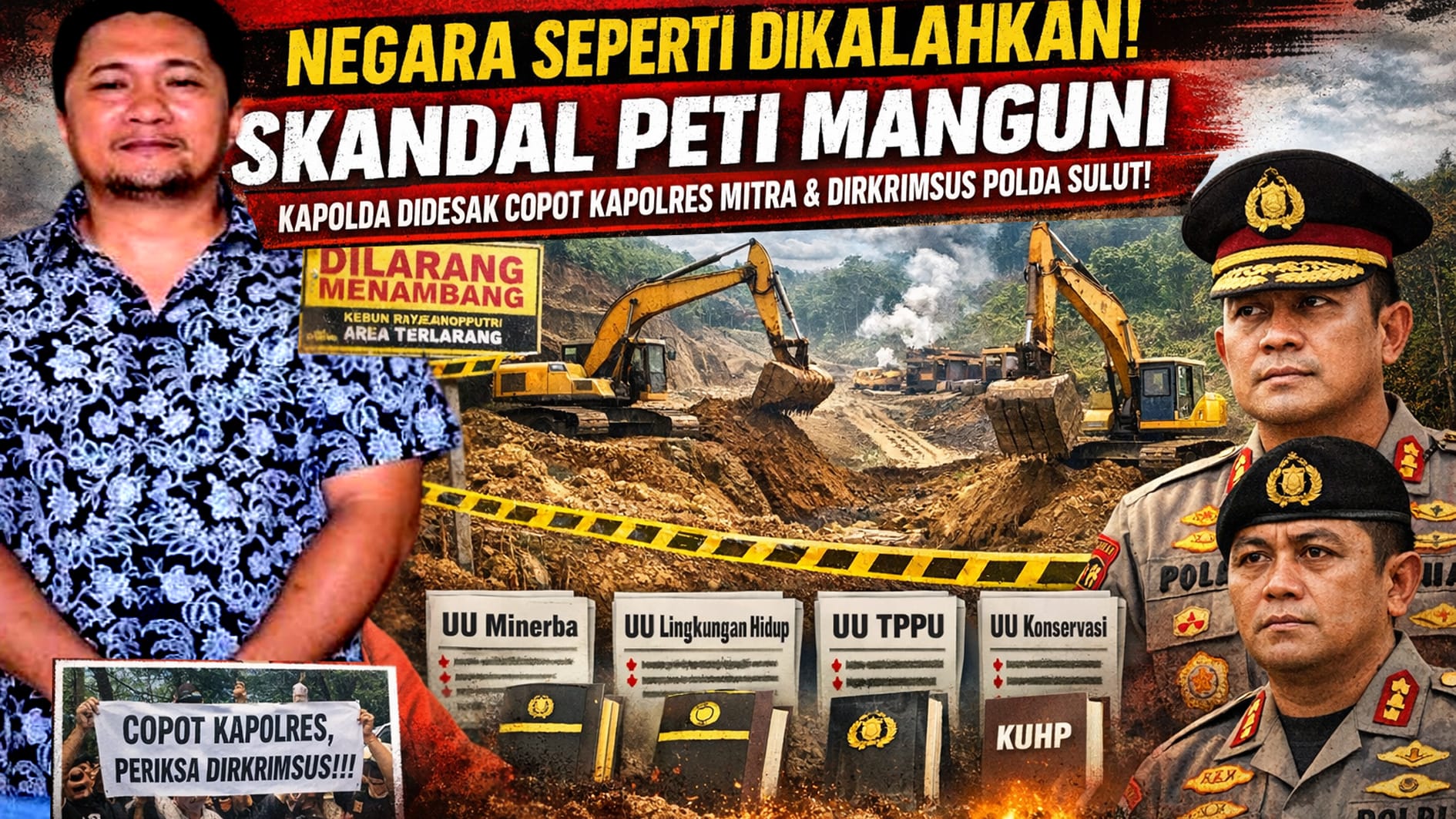NEGARA SEPERTI DIKALAHKAN! Skandal PETI Manguni—Kiki Mewo Diduga Kebal Hukum, Ekskavator Gerus Kawasan Kebun Raya