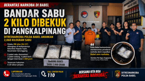 Ditresnarkoba Polda Babel Tangkap Bandar Narkoba Di Pangkalpinang, 2,068 Kilogram Sabu Diamankan