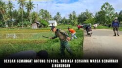 Dengan Semangat Gotong Royong, Babinsa Bersama Warga Bersihkan Lingkungan
