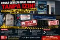 TIANG TELKOM DIDUGA “DIPAKAI” PT CAREL, LEGALITAS DIPERTANYAKAN — TELKOM DIMINTA TEGAS, IZIN BISA DITINJAU!.